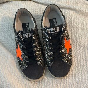Golden Goose Glitter Sneakers - Grey and Orange